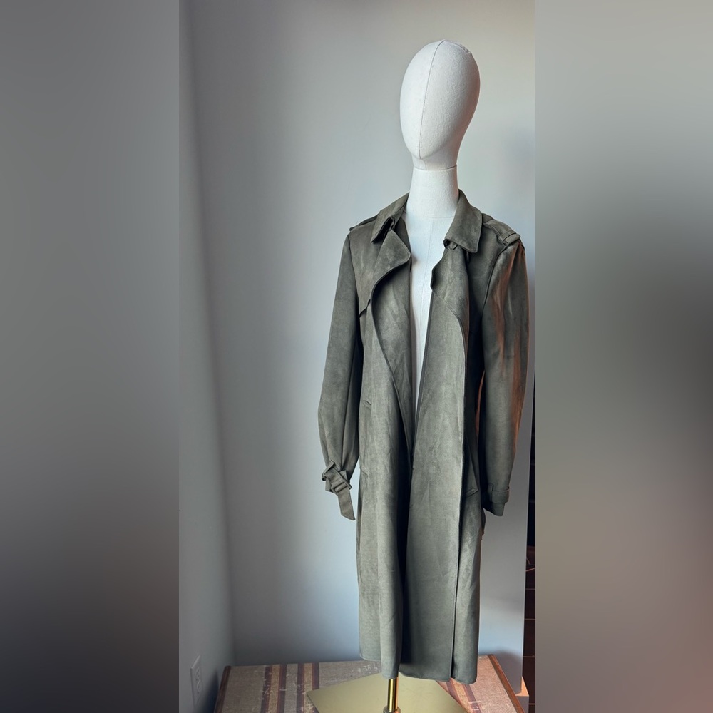 Zara Olive Green Long Trench Coat